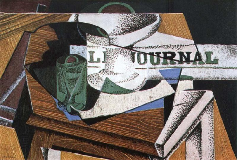 Juan Gris Fruit dish book and newspaper oil painting picture